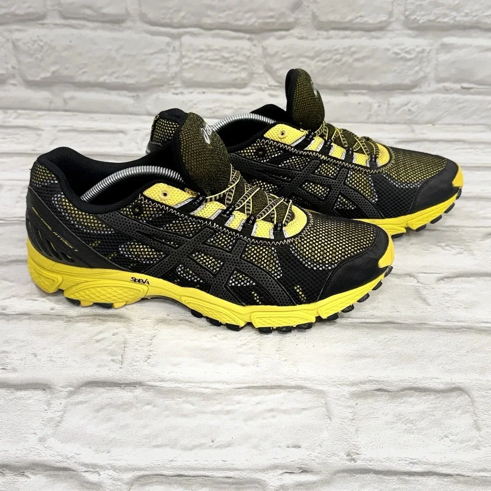 Asics Gel Trail Attack 7 Yellow/Black Trail Running Shoes Trainers Mens Sz 12.5